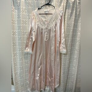 Vintage Christian Dior pink satin nightgown with lace trim